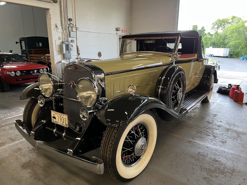 1931 Cadillac V-16 Convertible Coupe Model 4235 in the shop ready to show